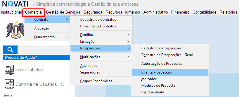 Prospecção aparece quando o assunto é clientes e serviços. Usando a definição, uma empresa está fazendo uma prospecção de clientes quando ela quer se tornar mais visível para conseguir realizar serviços, mas ao mesmo tempo procura para quem trabalhar. 
